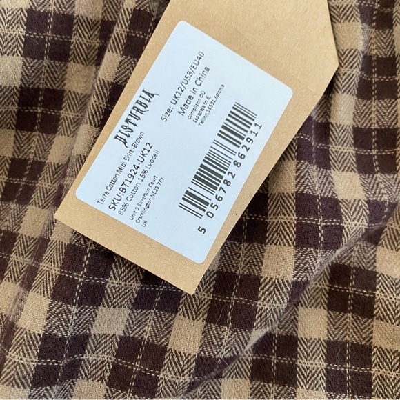 Disturbia Terra Cotton Check Midi Skirt New - Picture 5 of 9